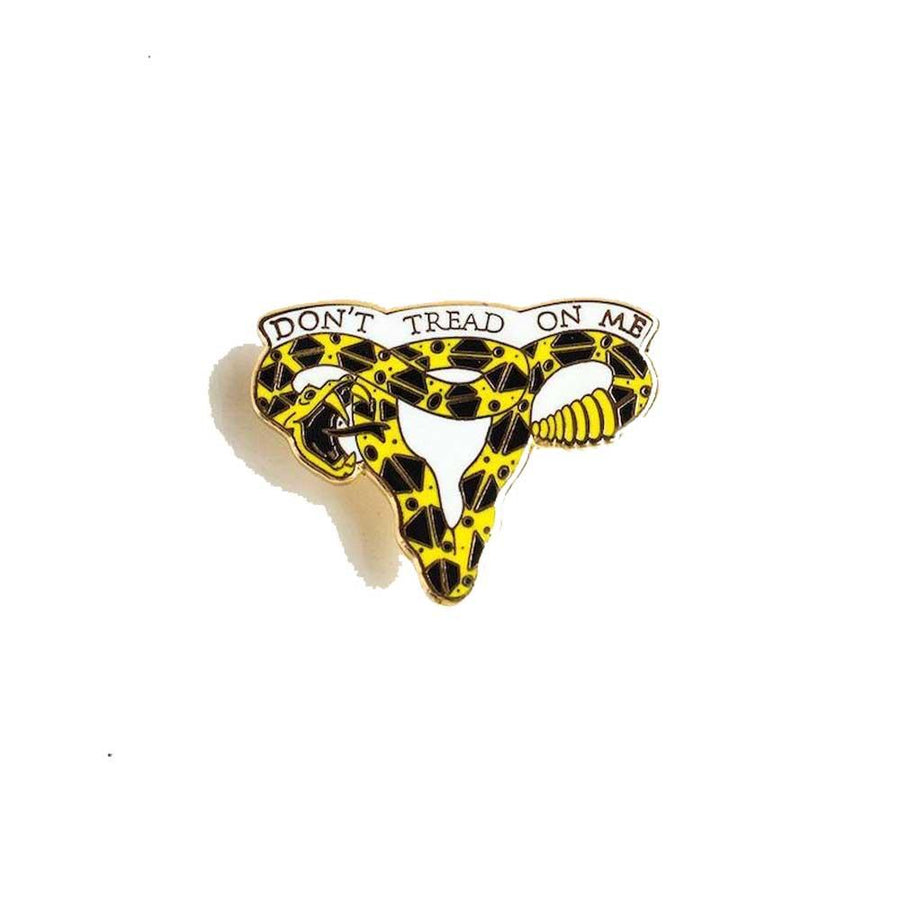 Don't Tread On Me Rattlesnake Uterus Pin supporting Planned Parenthood
