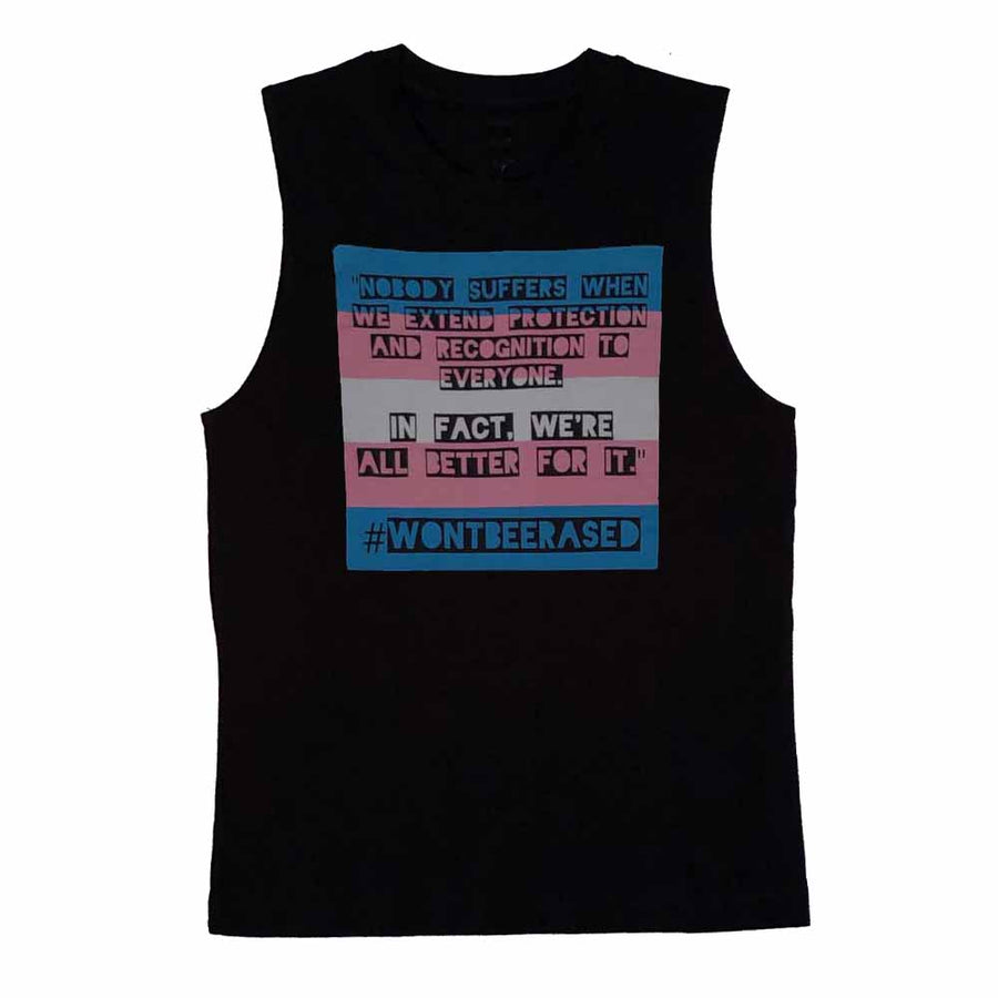 #WONTBEERASED Sleeveless T-Shirt - Advocates 4 Trans Equality supporting Advocates for Trans Equality (A4TE)